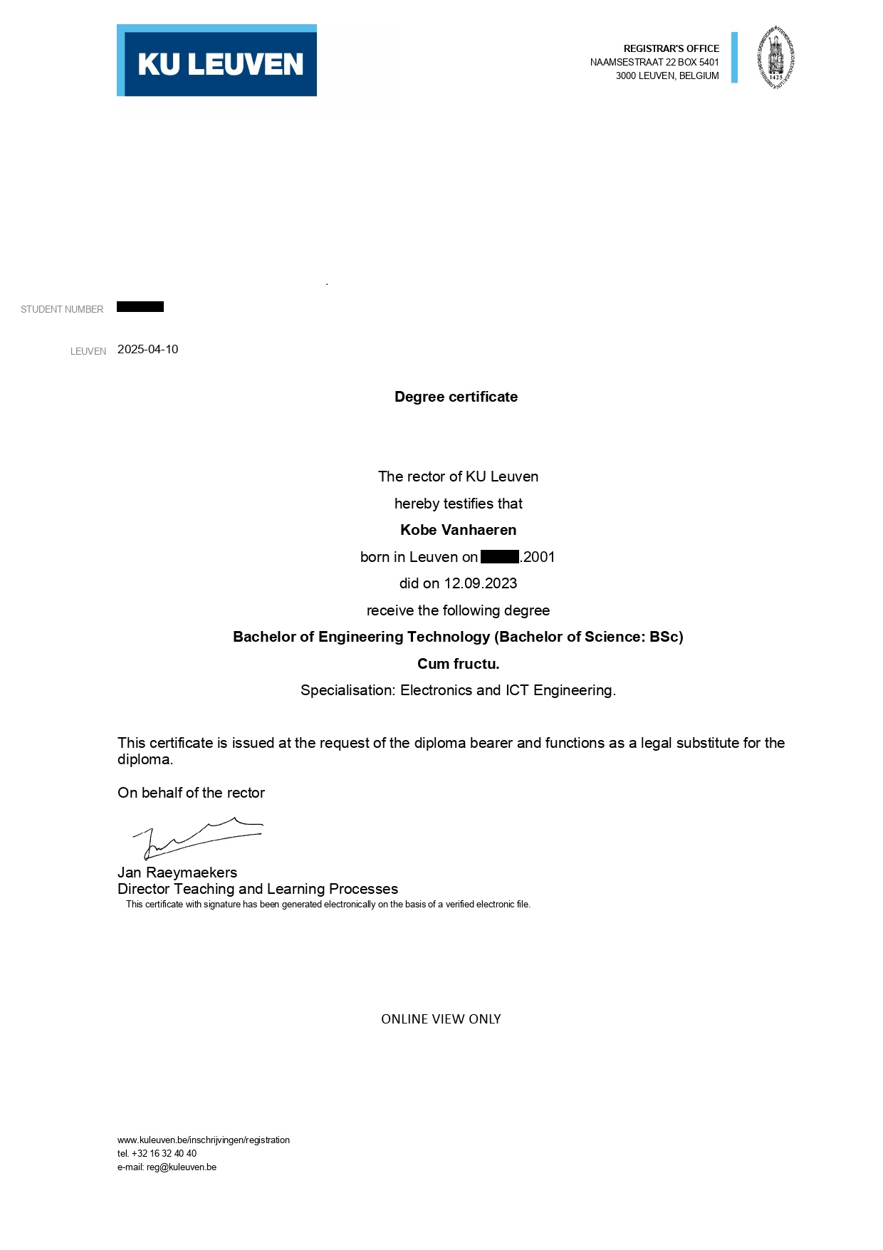 Bachelor of Engineering Technology diploma